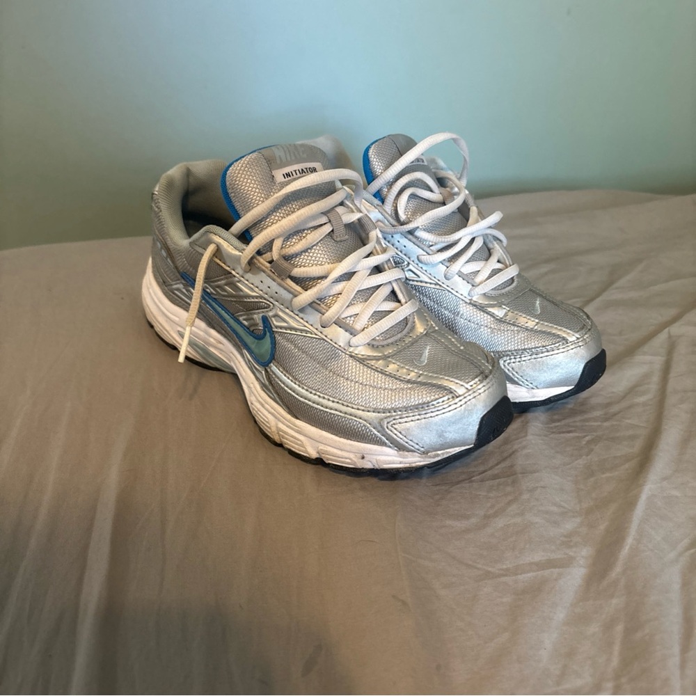 Nike White and Blue Athletic Shoes